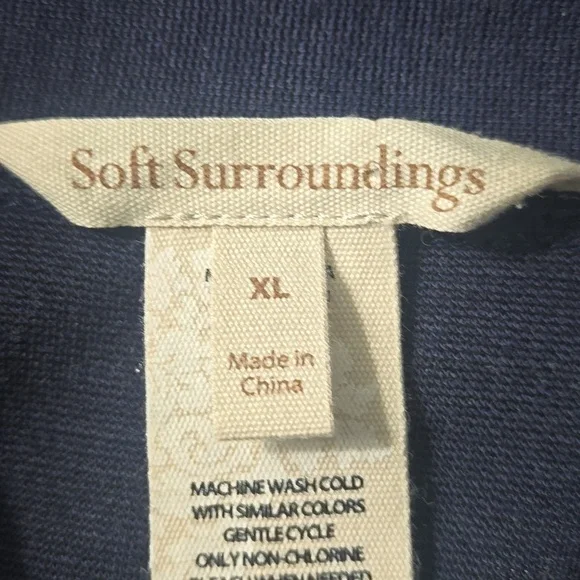 SOFT SURROUNDINGS Althea Reversible Striped Peplum Navy Gray Zip Up Jacket Sz XL - Picture 12 of 14